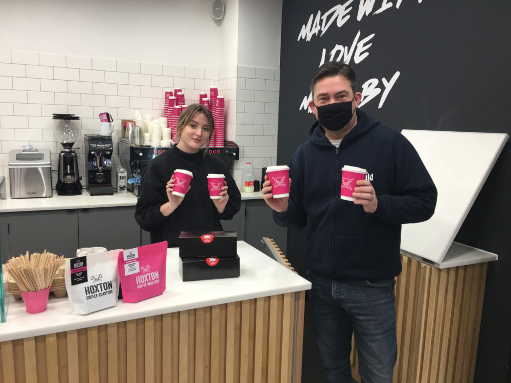 Herald general manager Eddie Pearce with Hoxton Bakehouse manager Becky Ellison