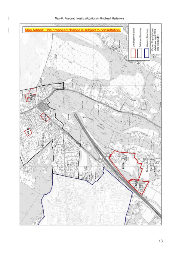 The Royal School site, represented on the map as ‘DS06’, is earmarked for 90 homes in the amended Waverley Local Plan Part Two – and is located next to The Old Grove at High Pitfold (DS08) which is now earmarked for 40 homes