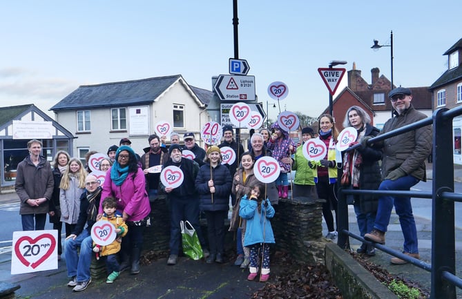 20 is Plenty campaigners in Haslemere town centre.