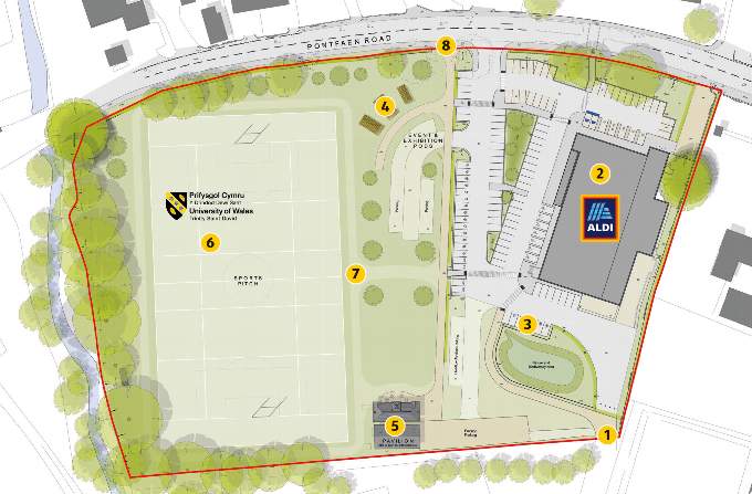 A map of the plans showing Pontfaen field will remain