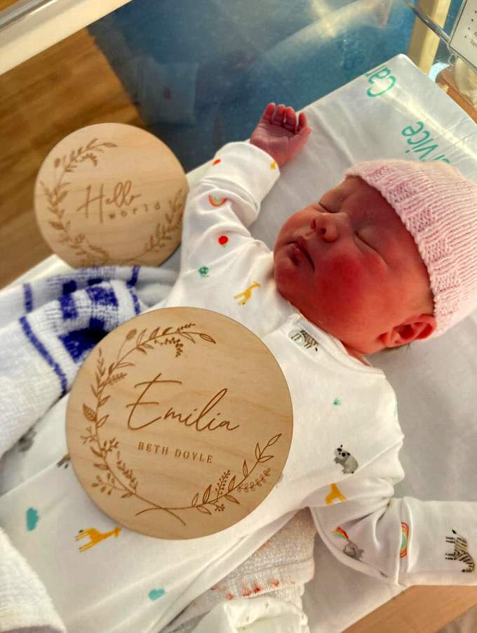 Baby Emilia was born on Christmas Day at Bronglais Hospital