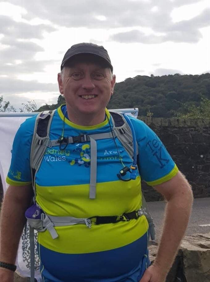 Gareth Charlton during the 78-mile walk to raise money for those who helped him and his family