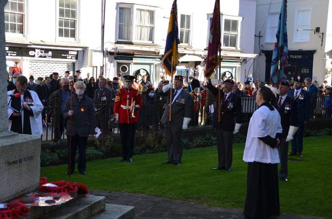 The wreath-laying ceremony at the cenotaph in Brecon - supplied by the cadet group