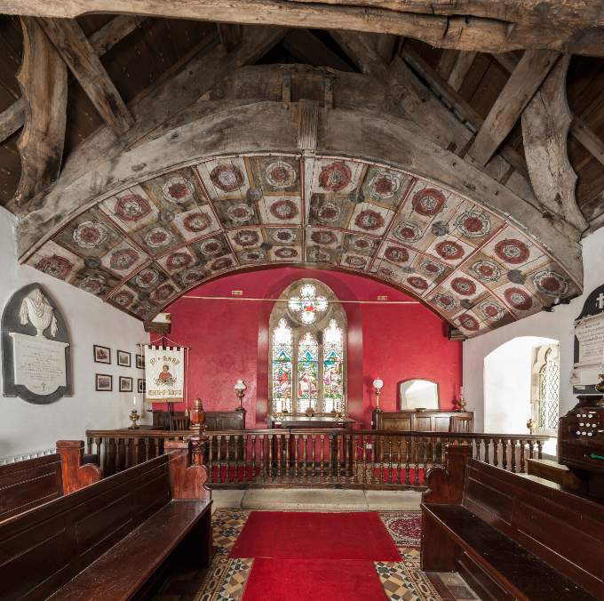 Painted chancel at St Mary’s Church, Tal-y-llyn,