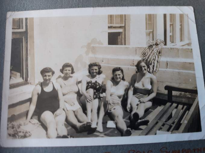 Rosemary and friends sunbathing on the veranda of the Grand Hotel