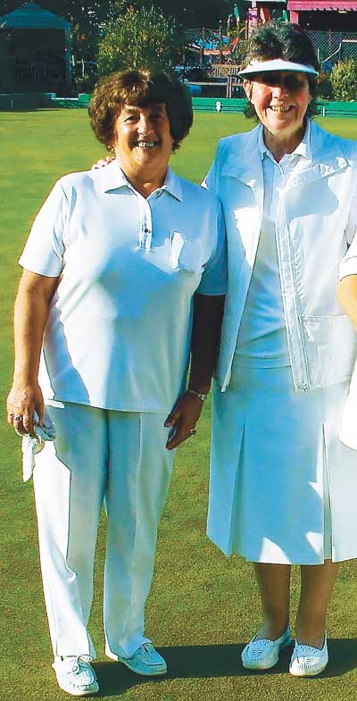 Ladies’ pairs winners, Gwenda Rees and Chris Haley.