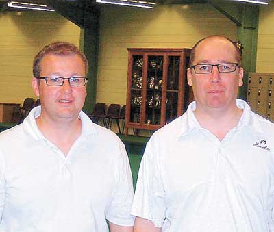 Pairs winners for a record fifth time, Peter Day and Paul Diment.