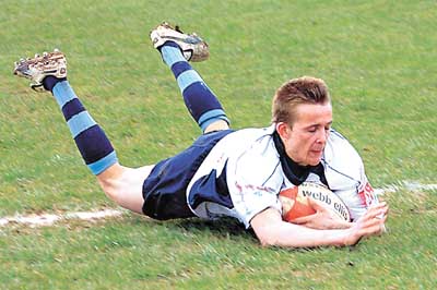 Winger Johnny Morgan scores for Narberth. Pic. Patrick Jones