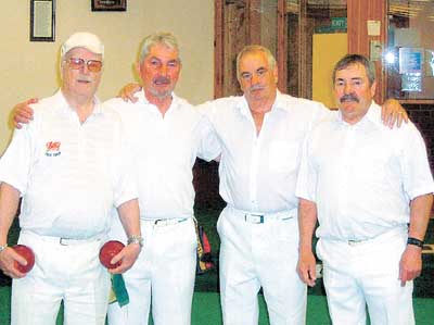 Over 60s rinks winners, Paul Gray, Terry Lamkin, Mal Evans and Terry Howells.