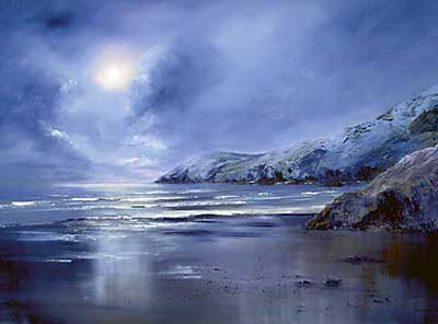 ‘Moonlight, Pendine’ in oil by Sandra Phillips.