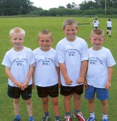 Winning boys relay team (from left): Kyle Hay, Harri Phillips, James Gardner, Darren Gibson.