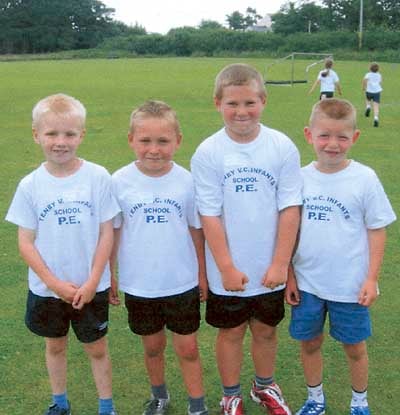 Winning boys relay team (from left): Kyle Hay, Harri Phillips, James Gardner, Darren Gibson.