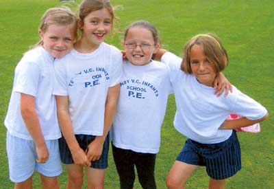 Winning girls relay team (from left): Anna Thomas, Grace Lawrence, Macey Glasscoe, Frankie.