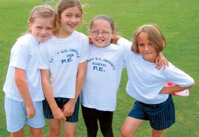Winning girls relay team (from left): Anna Thomas, Grace Lawrence, Macey Glasscoe, Frankie.