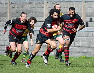 Arthur M-M on the charge with Llaisa Torau and Richard Rossiter in support