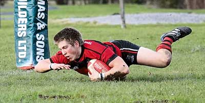 Try-scorer Jason Ronowitz, a contender for man of the match. Pic. Susan McKehon