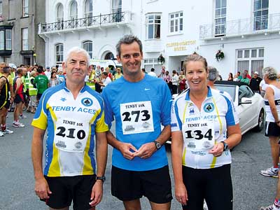 Mike Smith, Ray Davies and Nicola Coates who took on the Tenby 10K.