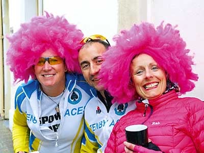 Janina Evans, Gareth Rees and Nicola Coates supporting the Ironman Wales event.