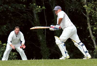 Top-scorer for Saundersfoot, Simon Wood (57) batting against Lawrenny in their division one match on Saturday. Pic. Susan McKehon