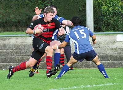 Wyndham Williams goes over for Tenby’s second try.