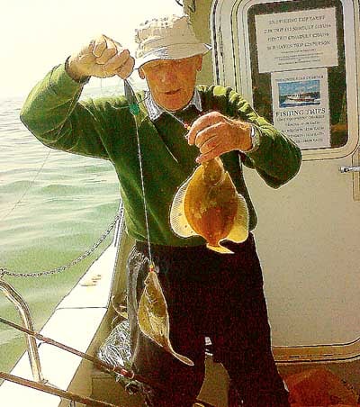 Mike Dixon used his usual expertise to catch Plaice two at a time.