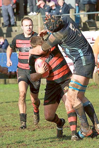 ‘Take that’, says Nicky Guymer to Alex Jenkins.