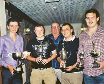 Pembroke Cricket Club cup winners, from left, Jack Harries, Phil Hay, Dai Jones, Sean Powell, Rob Weston.