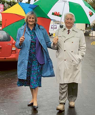 Comedian Wyn Calvin bringing his own kind of sunshine to an otherwise damp civic parade at Narberth on Sunday. Wyn is Civic Week president. Pic. Malcolm Richards Photography