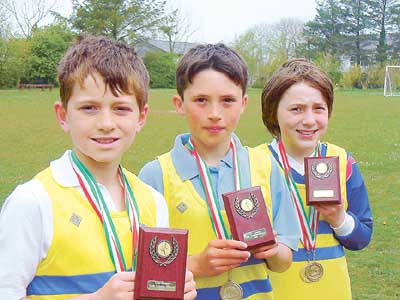 Year 6 pupils Toby Phelps, Nia Walters and Aron Ebsworth.