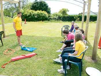 Learning about water safety.