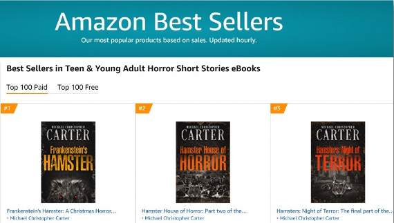 His series of tongue-in-cheek hamster horror stories are the latest to reach the Amazon’s bestseller lists