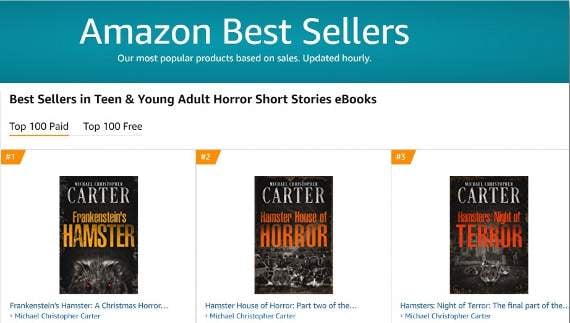 His series of tongue-in-cheek hamster horror stories are the latest to reach the Amazon’s bestseller lists