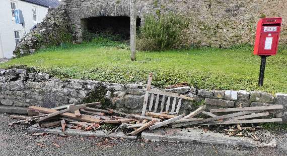 The smashed up memorial benches