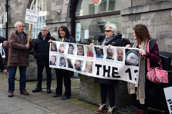 Protesters outside Pembroke Town Hall on Monday