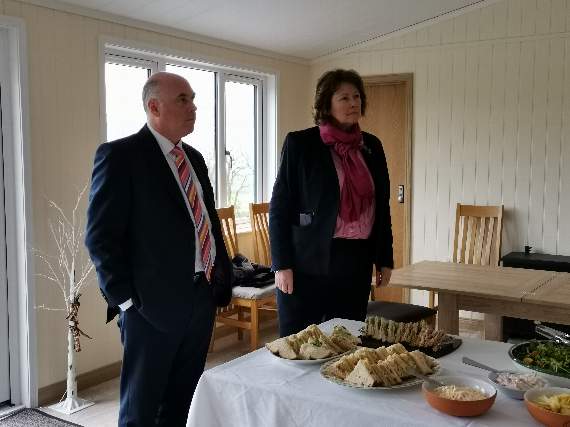 Welsh Conservative Leader Paul Davies AM and Angela Burns AM listening closely