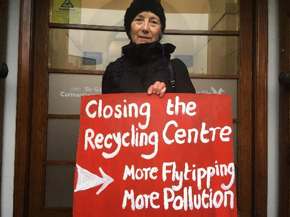Protester Jean Myers, outside County Hall (Pic. Richard Youle).