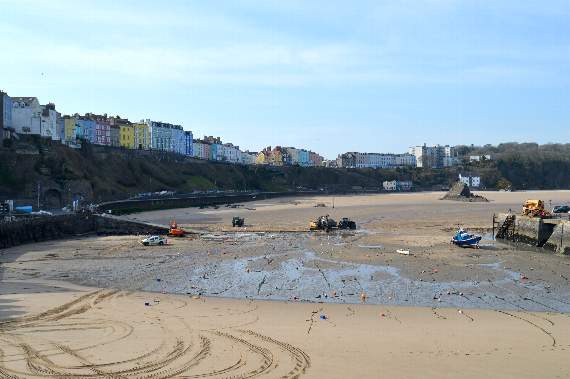 The RNLI inshore lifeboat launches from the harbour area (Observer pic)