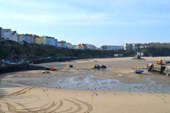 The RNLI inshore lifeboat launches from the harbour area (Observer pic)