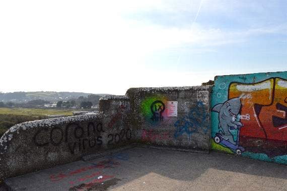 The skatepark was also hit with Covid-19 related graffiti