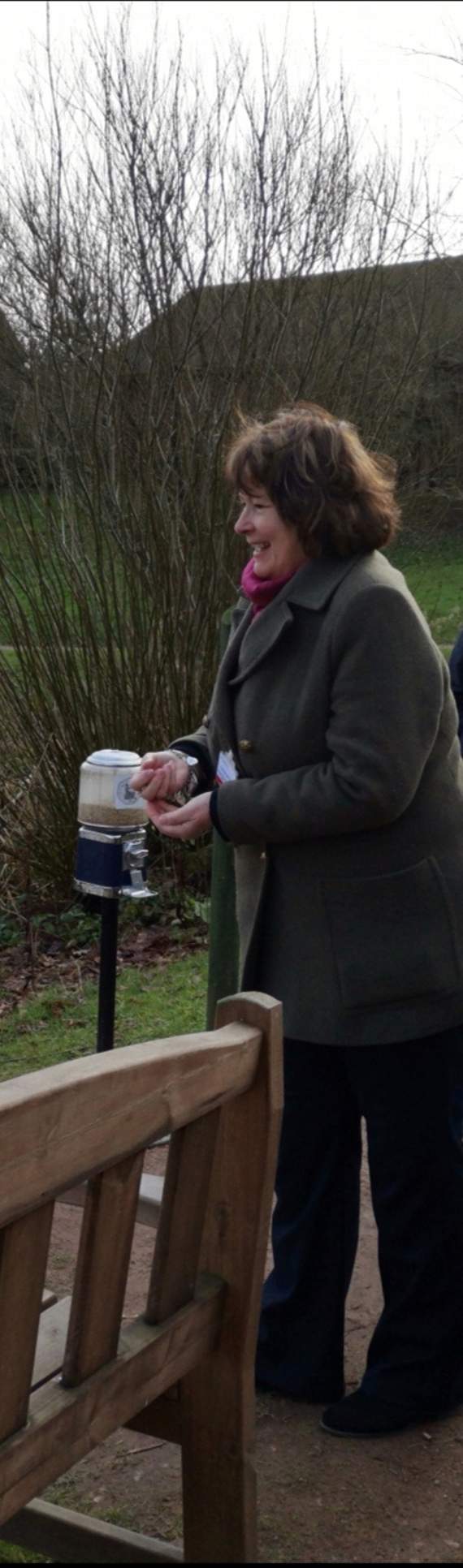 Angela Burns AM feeding the ducks