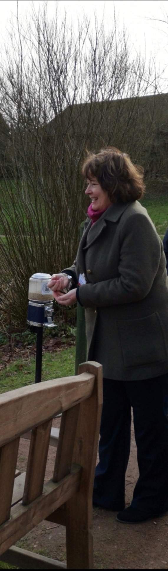 Angela Burns AM feeding the ducks