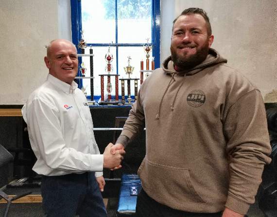 Lloyd Davies with Gofer Jones, manager of Tenby Tourers, who are sponsoring him.