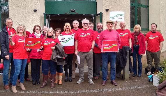 Members of the 'Stepaside and Pleasant Valley Residents Group’ (SPVRG), along with other residents and supporters demonstrating against the Heritage Park planning application.