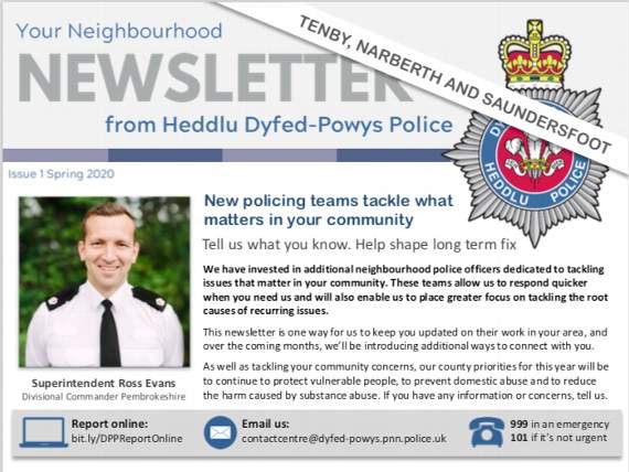 Dyfed Powys Police have re-launched ‘newsletters’ to provide an update on what the Neighbourhood Policing Teams have been tasked with tackling