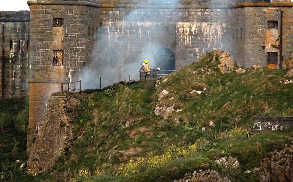 Firefighters on the island dealing with the blaze (Pic. Gillian Mackay)