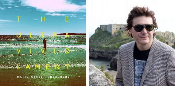 The new album cover featuring an image looking out to Caldey and main pic of Nicky Wire in Tenby (Gareth Davies Photography)