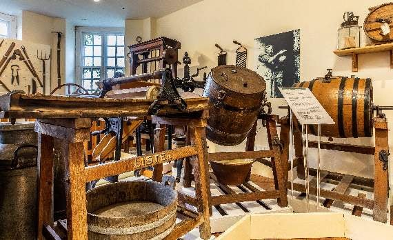 Some of the agricultural equipment at Carmarthenshire County Museum.