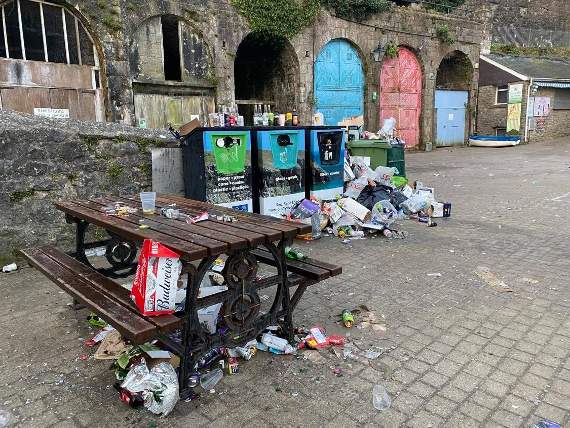 Some of the rubbish left at the harbour following Saturday night