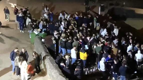 At one point it was estimated that there were up to 300 people gathered drinking in the harbour area