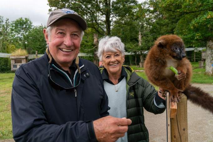 On the trip, the couple try their hand at zookeeping